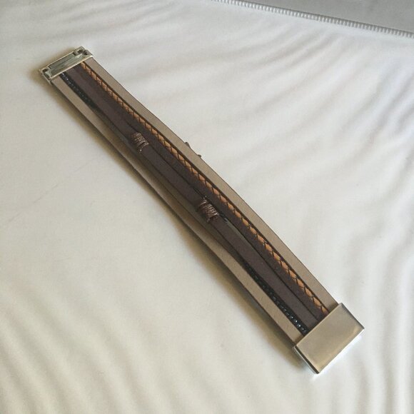 Bohemian Turquoise Silver Leaf Snakeskin Bead Multilayer Wrap Bracelet - Picture 6 of 7